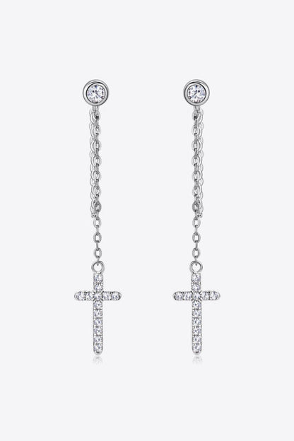 Moissanite 925 Sterling Silver Cross Earrings - SHANKARA CHÉRIE