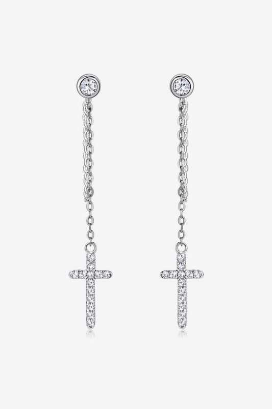 Moissanite 925 Sterling Silver Cross Earrings - SHANKARA CHÉRIE