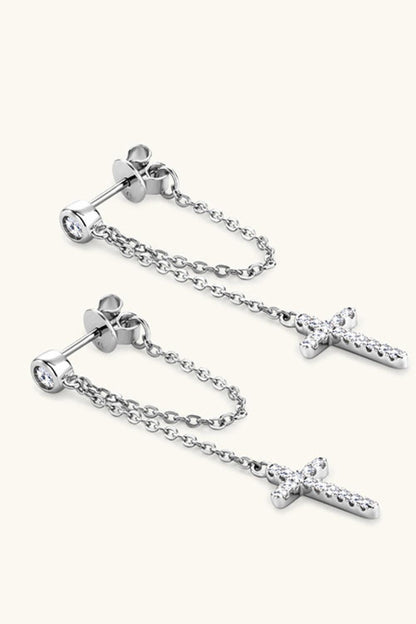 Moissanite 925 Sterling Silver Cross Earrings - SHANKARA CHÉRIE