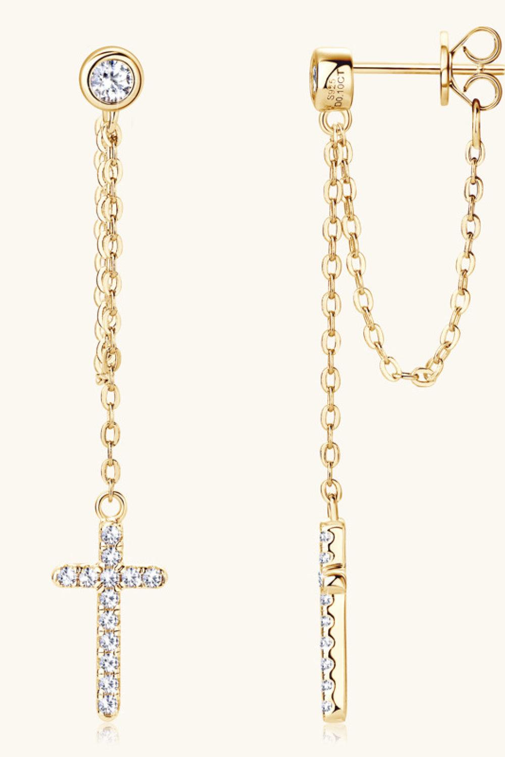 Moissanite 925 Sterling Silver Cross Earrings - SHANKARA CHÉRIE