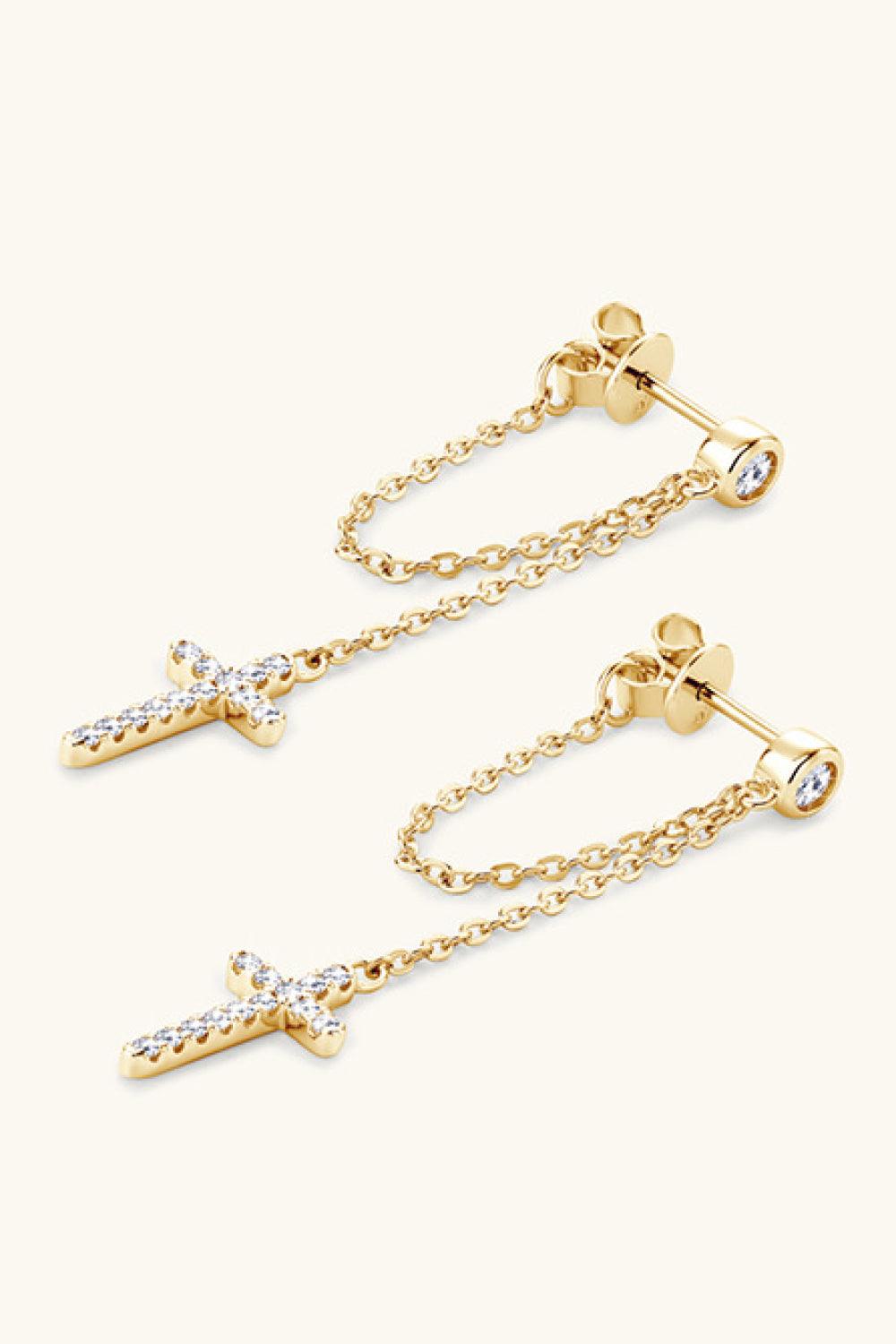 Moissanite 925 Sterling Silver Cross Earrings - SHANKARA CHÉRIE