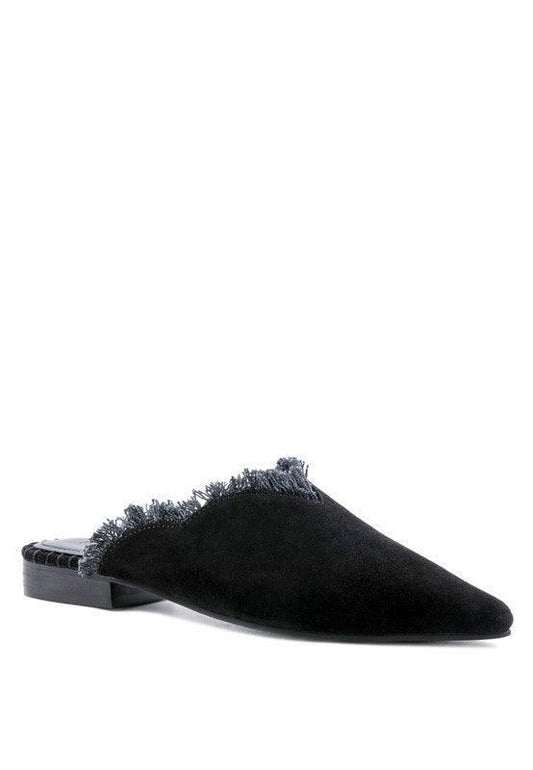 MOLLY  FRAYED LEATHER MULES.