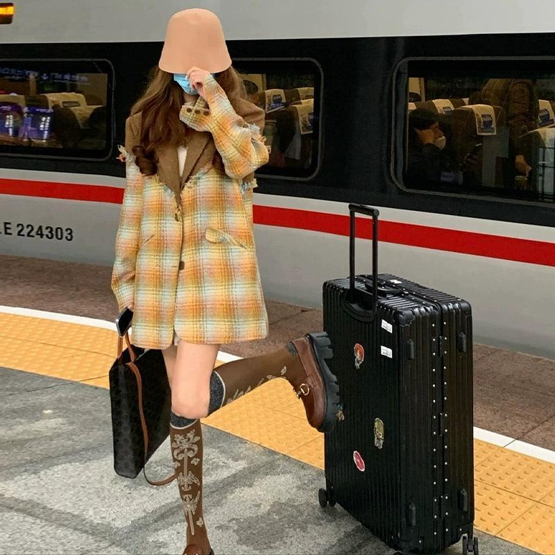 Plaid Elegant Wool Coat - SHANKARA CHÉRIE