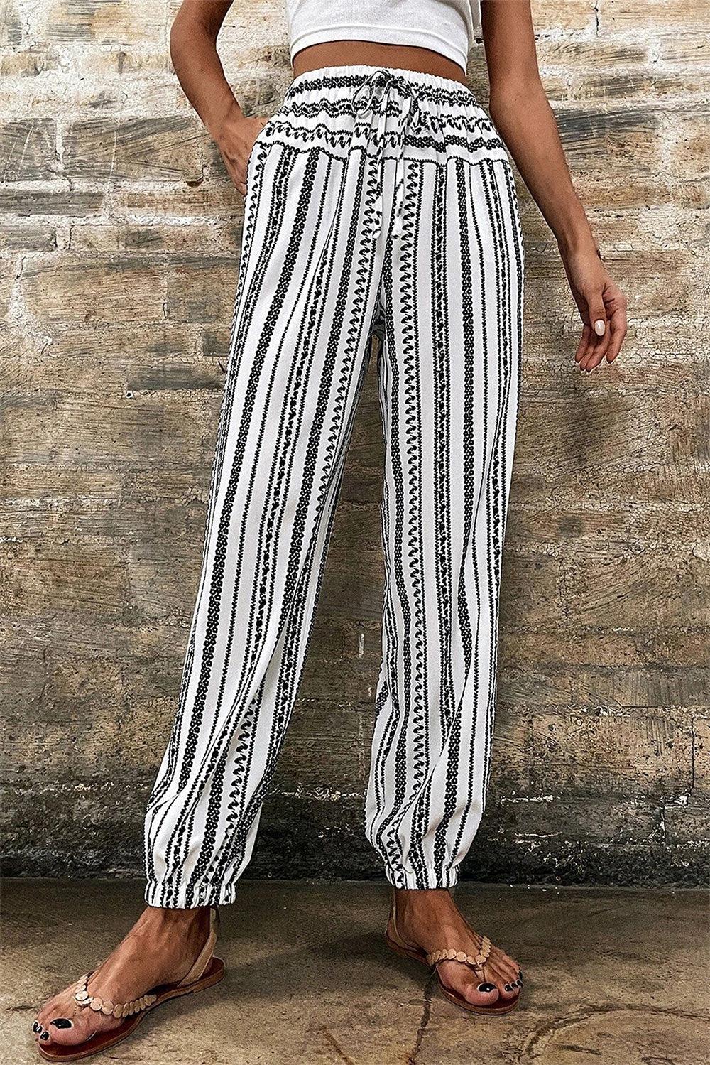 Printed Elastic Waist Pants - SHANKARA CHÉRIE