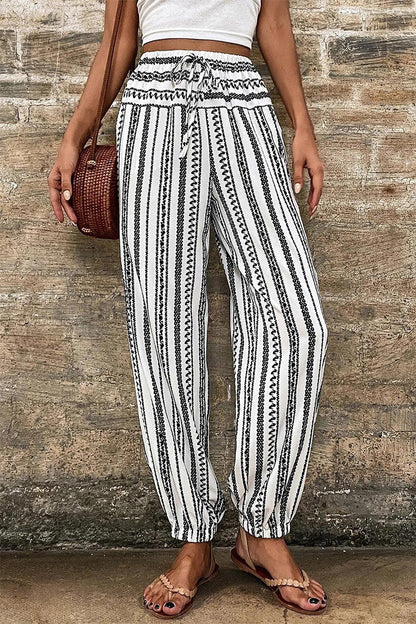 Printed Elastic Waist Pants - SHANKARA CHÉRIE