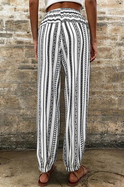 Printed Elastic Waist Pants - SHANKARA CHÉRIE