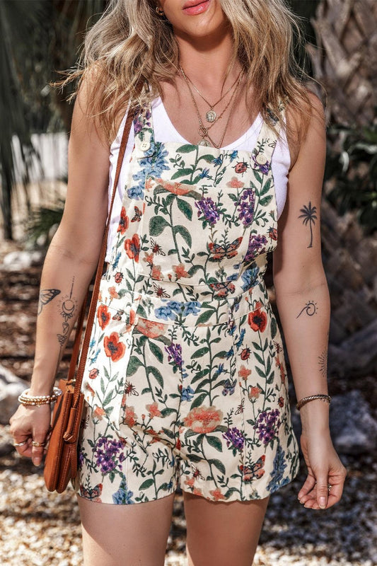 Printed Square Neck Wide Strap Romper - SHANKARA CHÉRIE