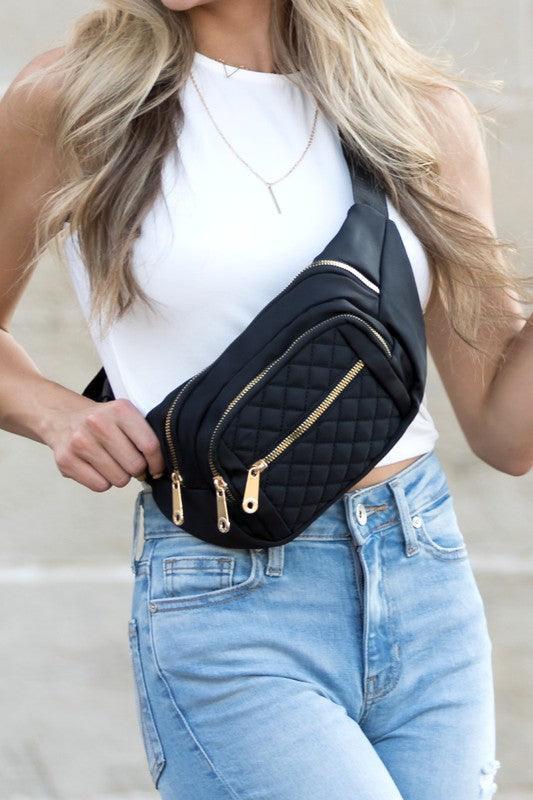 Quilted Belt Sling Bum Bag.