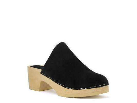 RAG & CO DARCIE TAUPE SUEDE CLOGS.