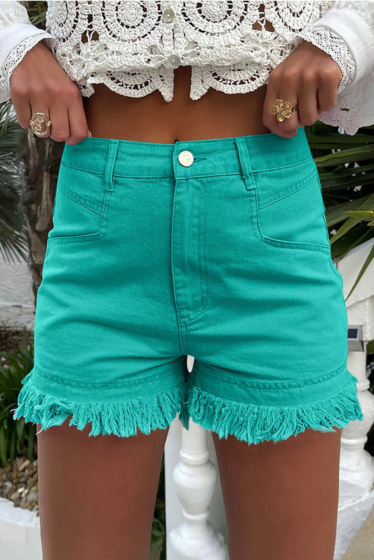 Raw Hem High Waist Denim Shorts - SHANKARA CHÉRIE