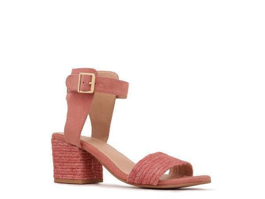 RAYNA BLUSH BRAIDED JUTE STRAP AND SUEDE SANDAL.