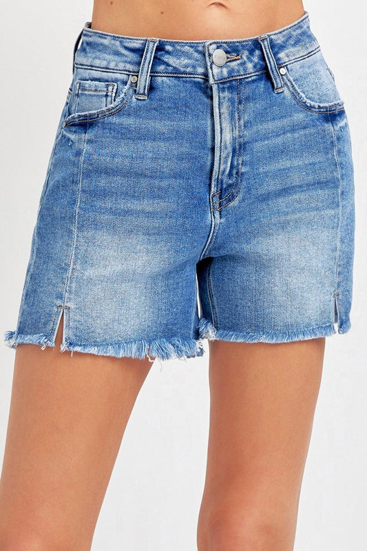 RISEN Front Slit Raw Hem Denim Shorts - SHANKARA CHÉRIE