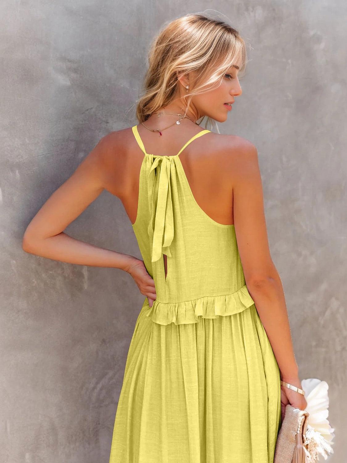 Ruffled Sleeveless Tiered Maxi Dress with Pockets - SHANKARA CHÉRIE