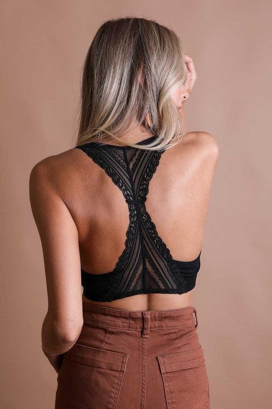 Seamless Front Lace Racerback Bralette.