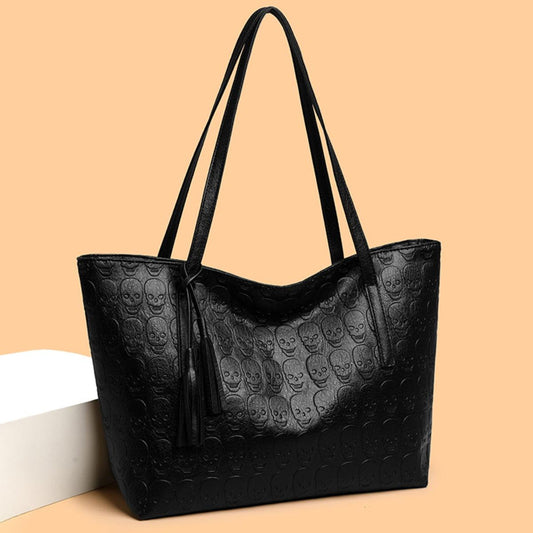 Skeleton Pattern PU Leather Tote Bag - SHANKARA CHÉRIE