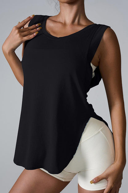 Slit Round Neck Active Tank - SHANKARA CHÉRIE