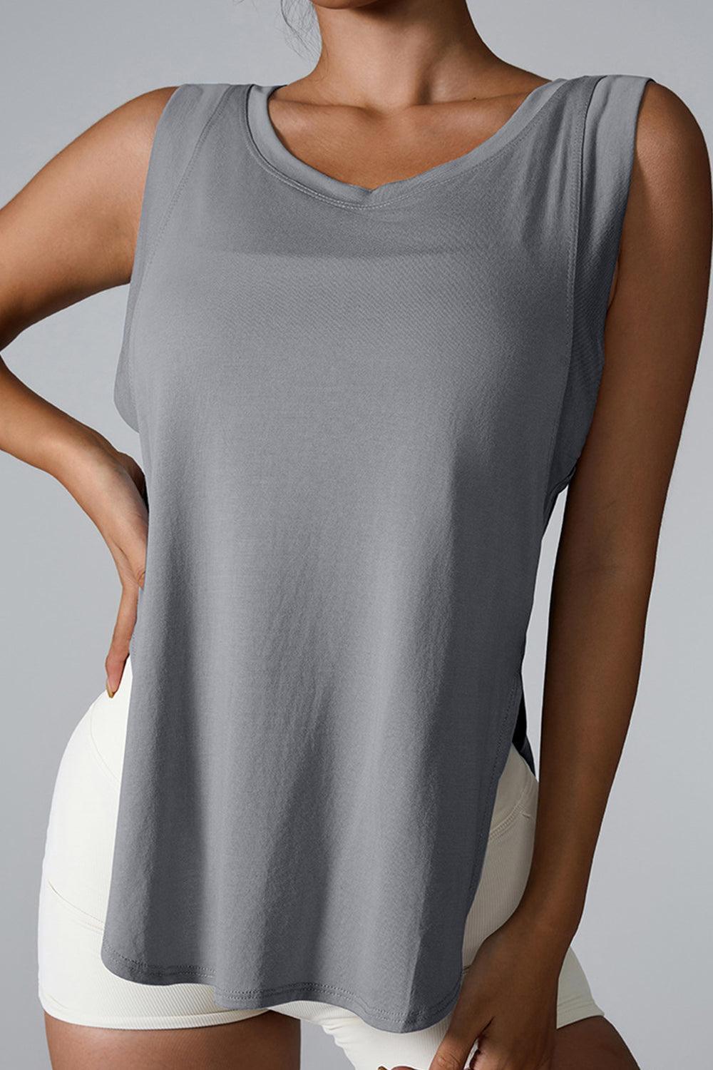 Slit Round Neck Active Tank - SHANKARA CHÉRIE