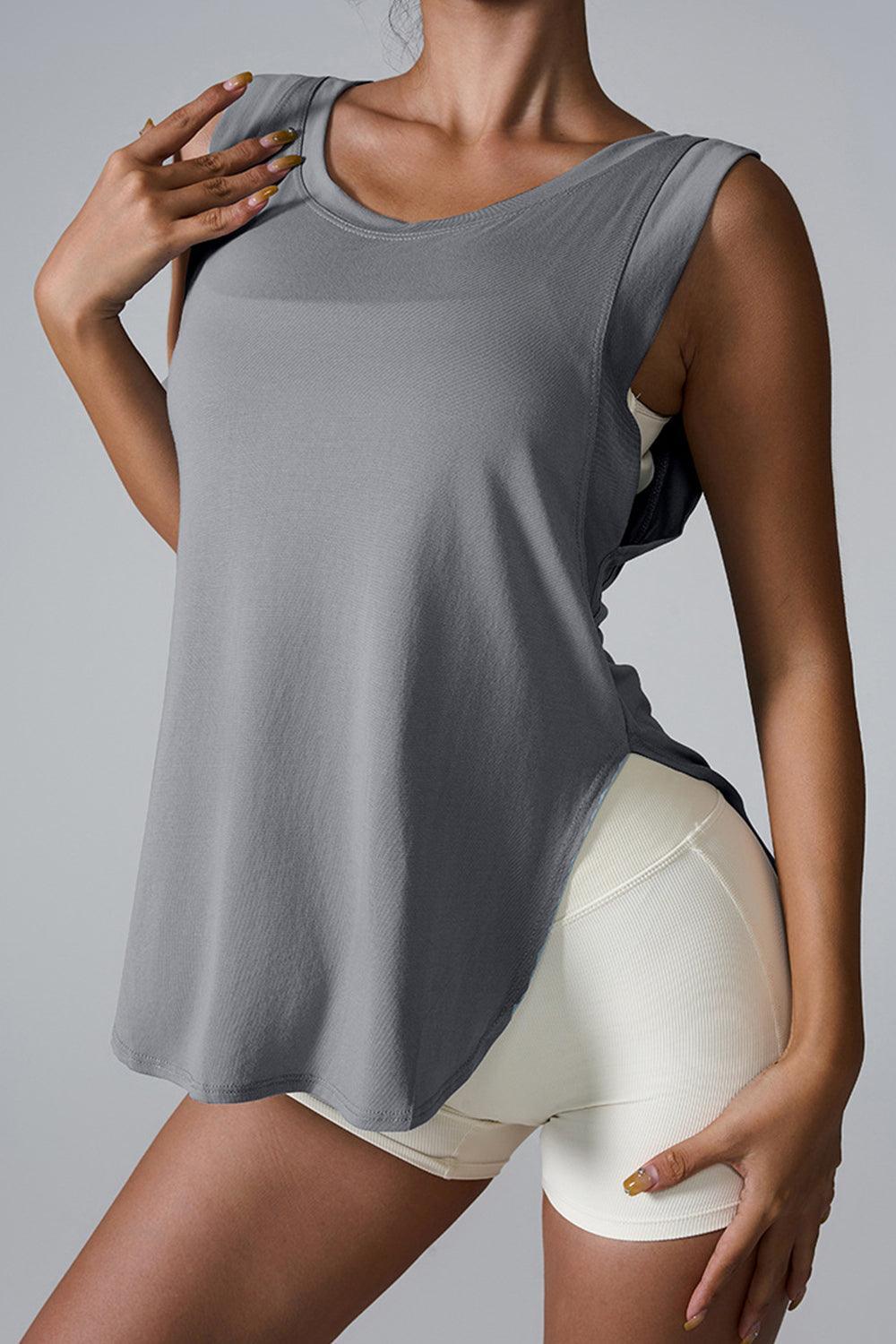 Slit Round Neck Active Tank - SHANKARA CHÉRIE