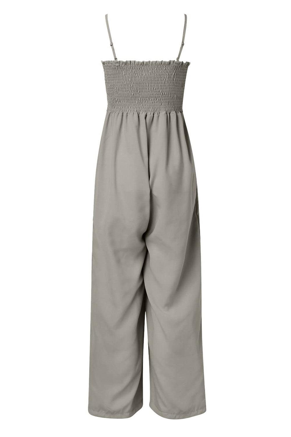 Smocked Spaghetti Strap Wide Leg Jumpsuit - SHANKARA CHÉRIE