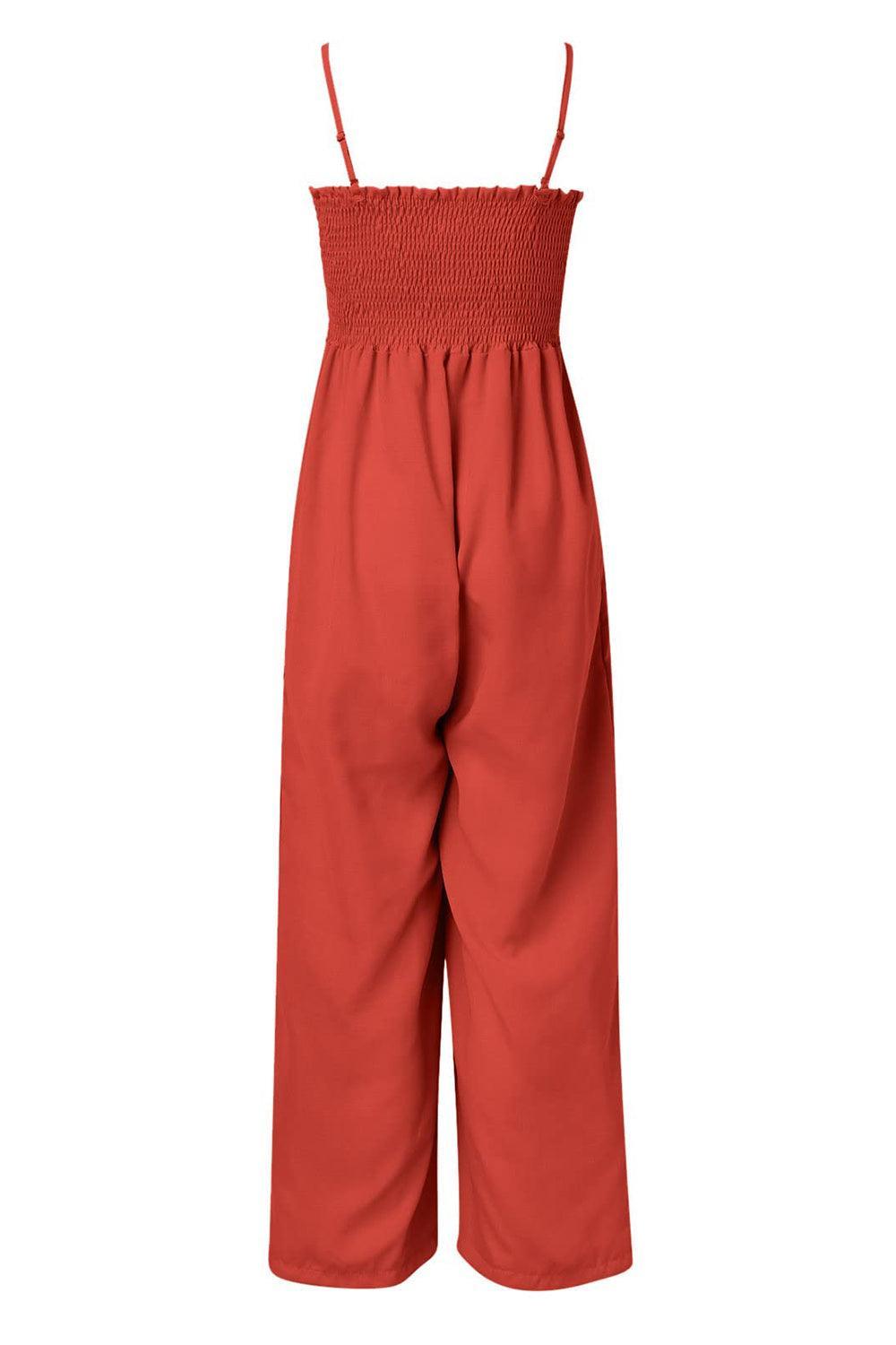 Smocked Spaghetti Strap Wide Leg Jumpsuit - SHANKARA CHÉRIE