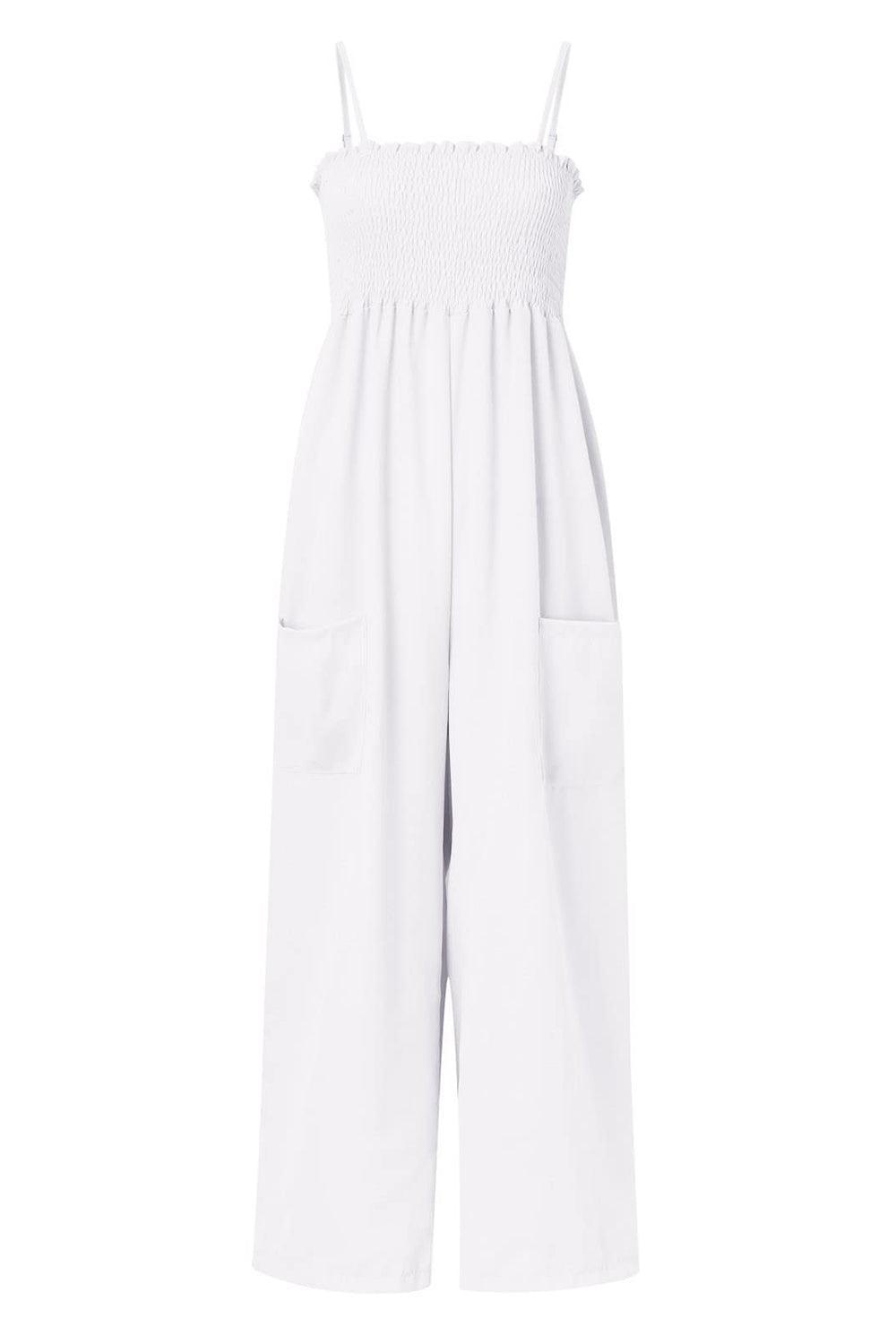 Smocked Spaghetti Strap Wide Leg Jumpsuit - SHANKARA CHÉRIE