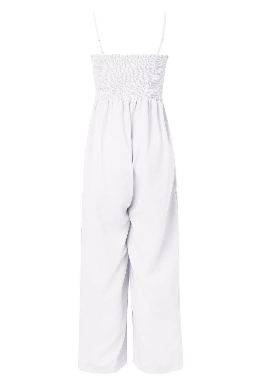 Smocked Spaghetti Strap Wide Leg Jumpsuit - SHANKARA CHÉRIE