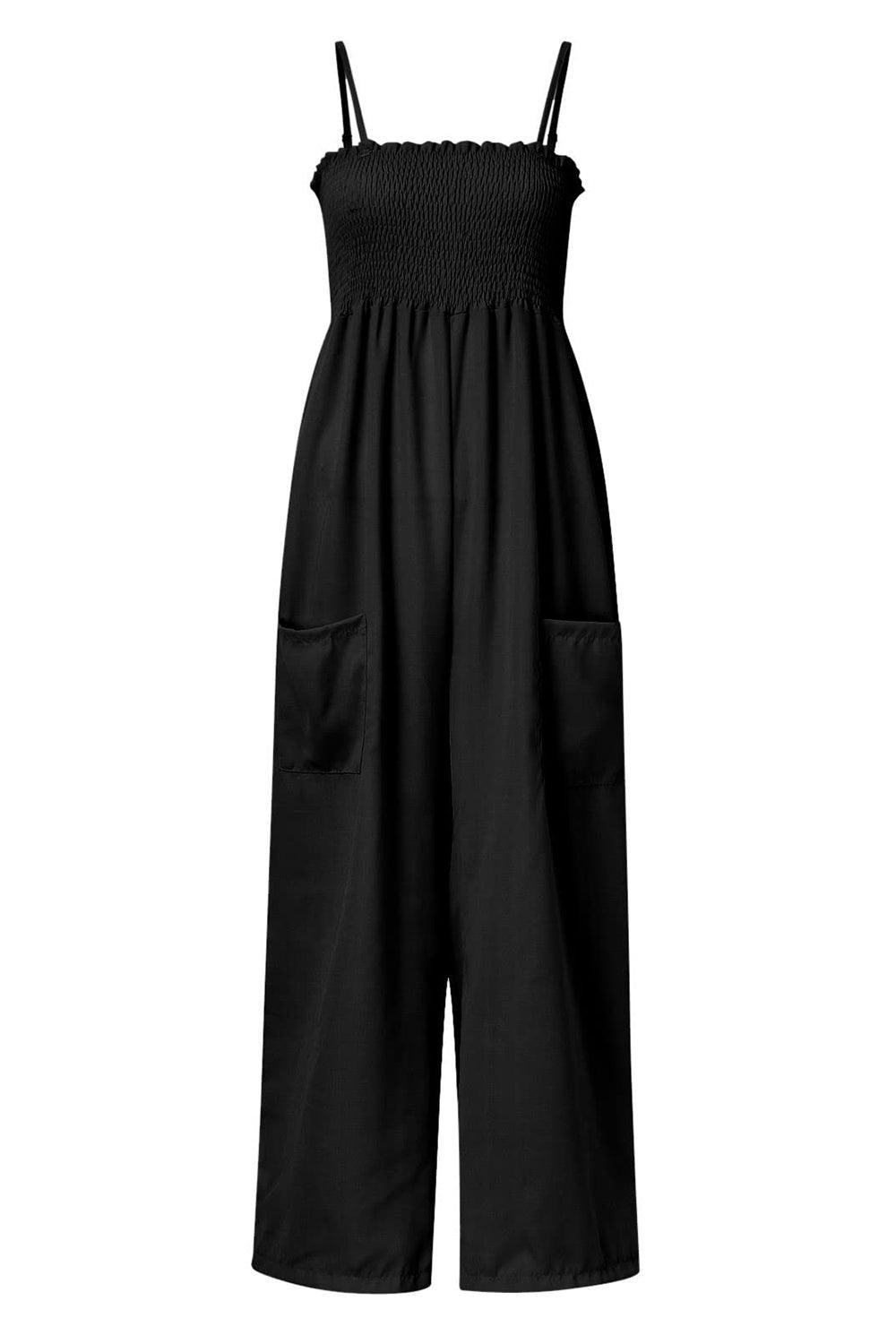 Smocked Spaghetti Strap Wide Leg Jumpsuit - SHANKARA CHÉRIE