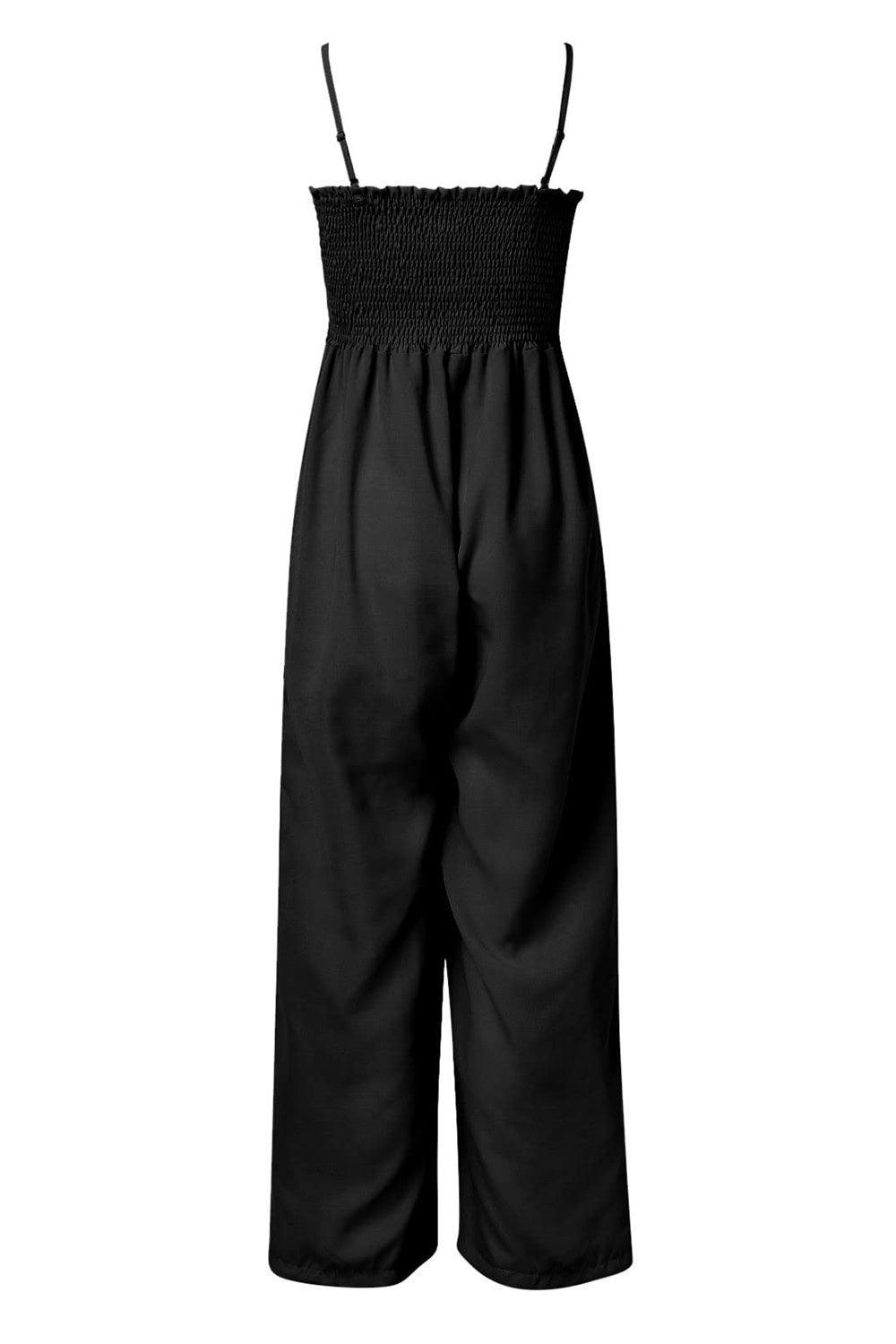 Smocked Spaghetti Strap Wide Leg Jumpsuit - SHANKARA CHÉRIE