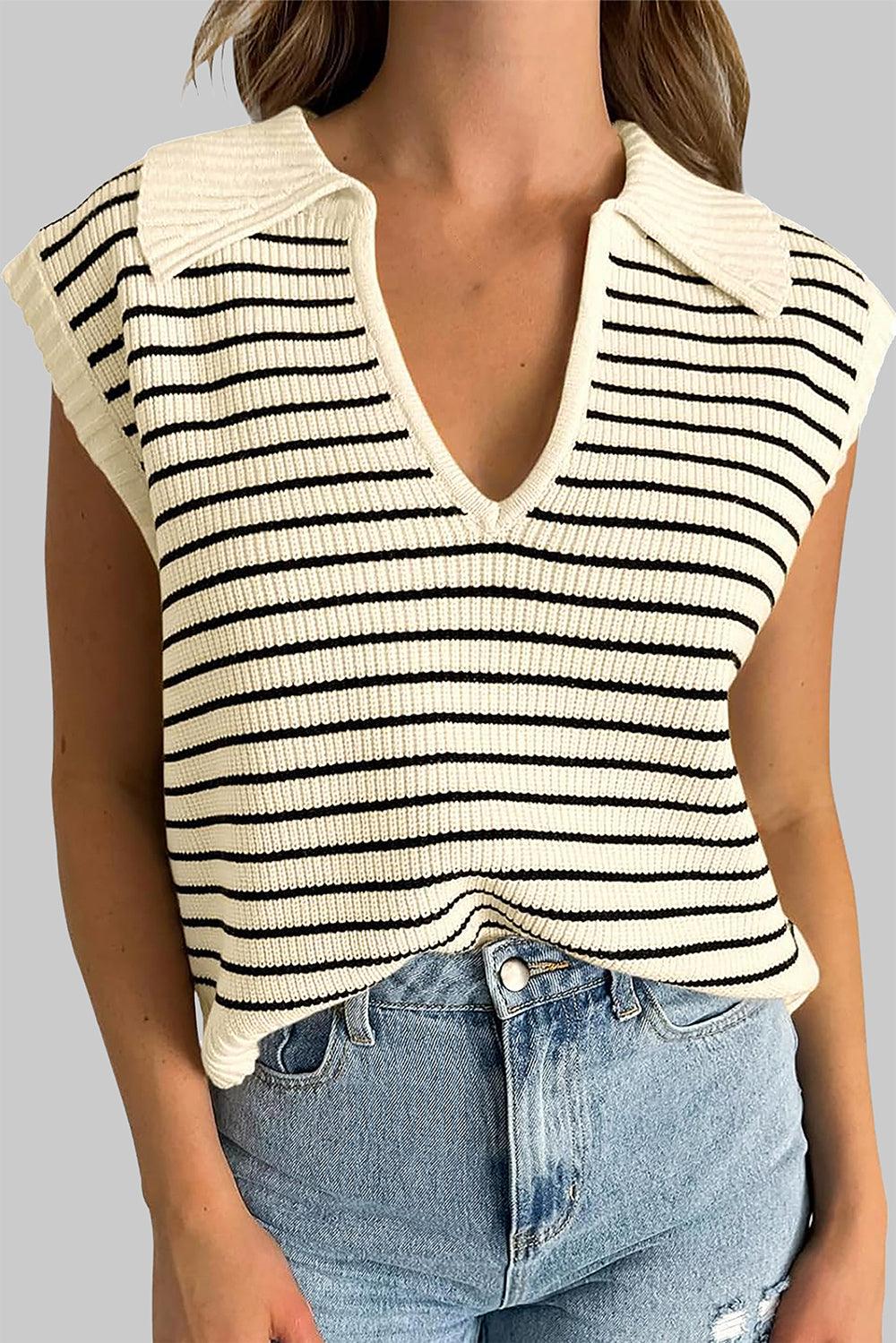 Striped Collared Neck Tank - SHANKARA CHÉRIE