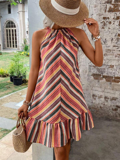 Striped Grecian Neck Dress - SHANKARA CHÉRIE