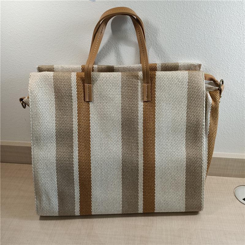 Striped Shoulder Canvas Bag.