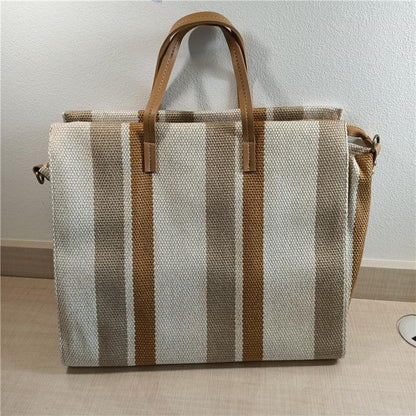 Striped Shoulder Canvas Bag - SHANKARA CHÉRIE