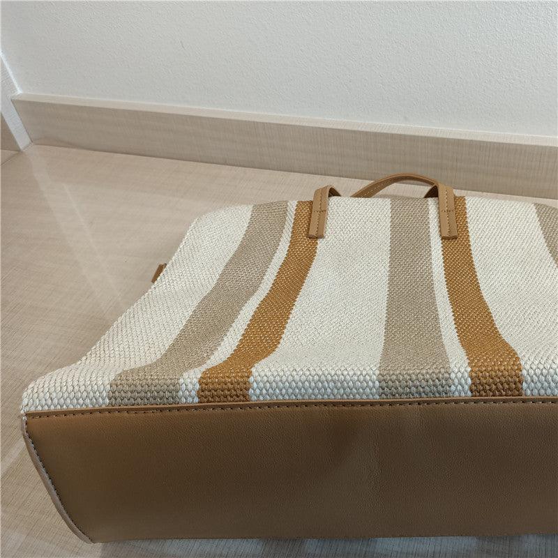 Striped Shoulder Canvas Bag.
