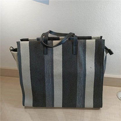 Striped Shoulder Canvas Bag - SHANKARA CHÉRIE