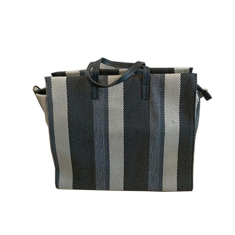 Striped Shoulder Canvas Bag - SHANKARA CHÉRIE