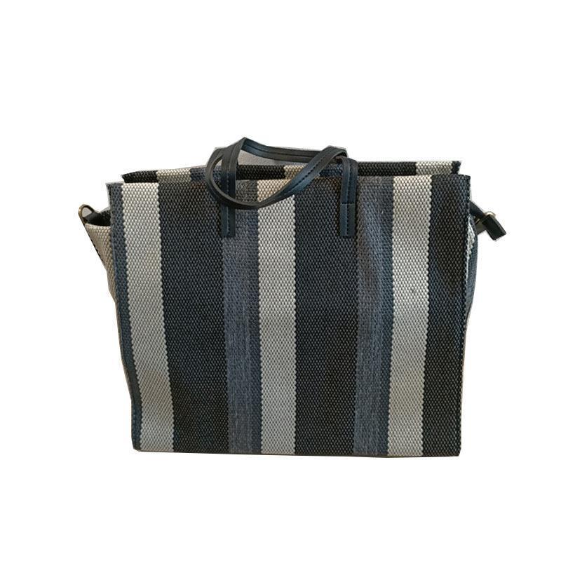 Striped Shoulder Canvas Bag.