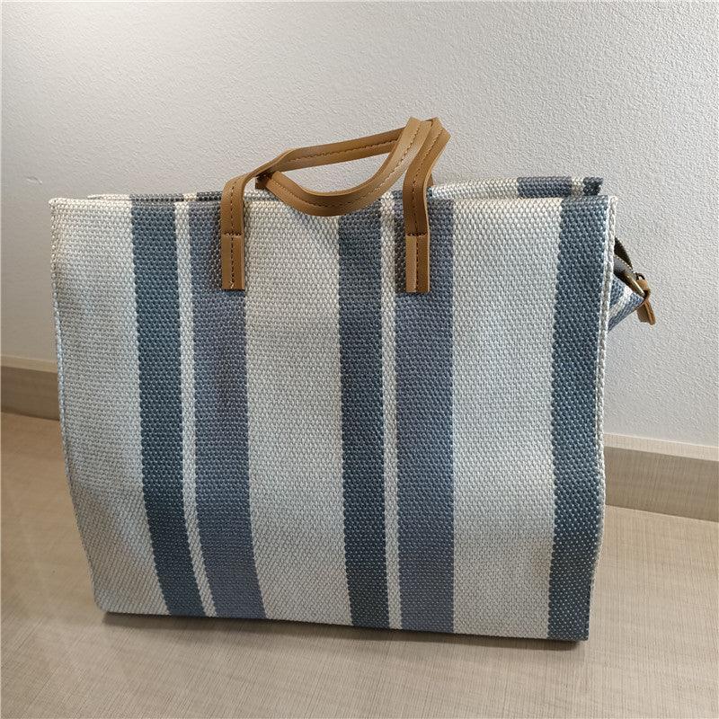 Striped Shoulder Canvas Bag.