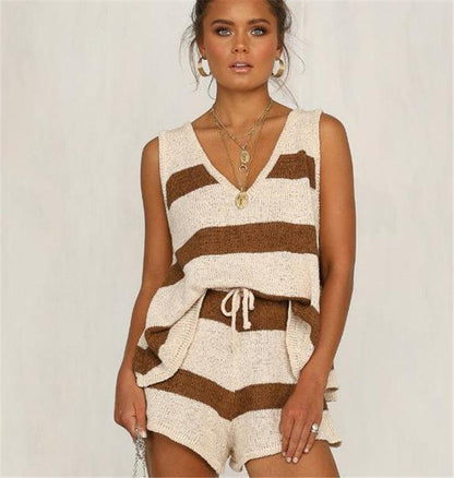 Stripped Vest and Shorts Set - SHANKARA CHÉRIE