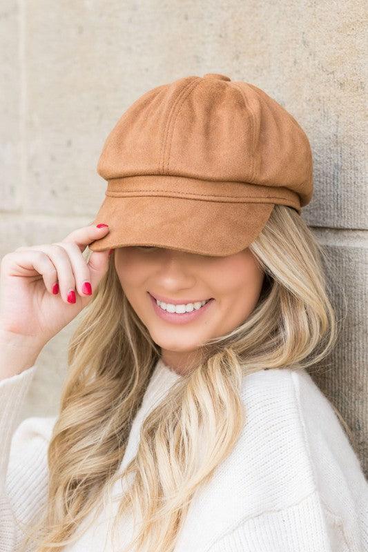 Suede Newsboy Cap.