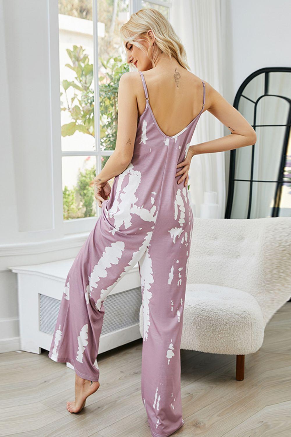 Tie-Dye Spaghetti Strap Jumpsuit with Pockets - SHANKARA CHÉRIE