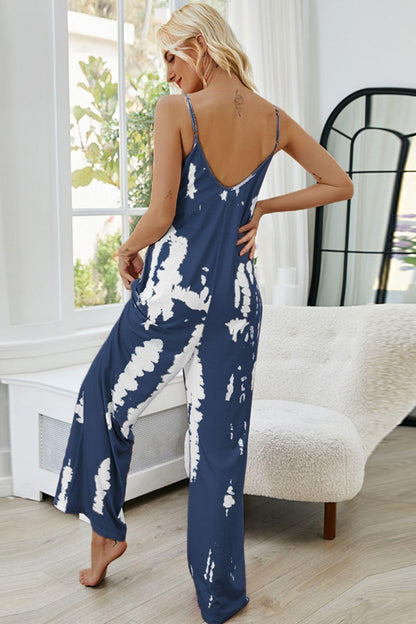 Tie-Dye Spaghetti Strap Jumpsuit with Pockets - SHANKARA CHÉRIE