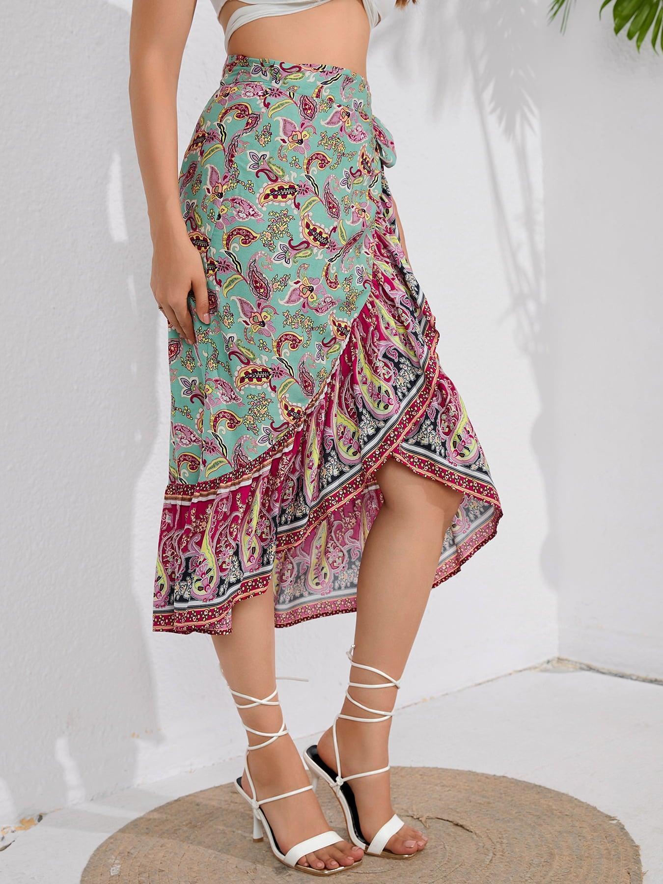 Tie Waistband Flounce Hem Midi Skirt - SHANKARA CHÉRIE