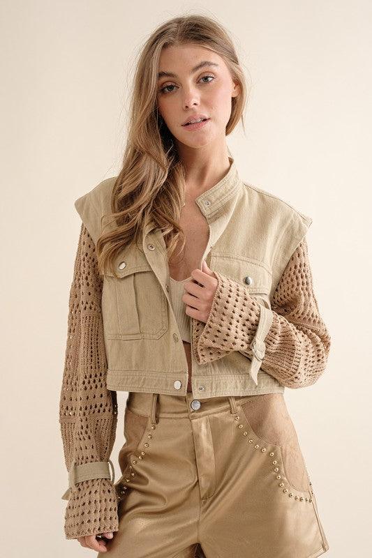 Twill Crop Crochet SLV Jacket - SHANKARA CHÉRIE