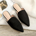 Womens Flats Shoes Mules Slipper Flock Pointed Slides.