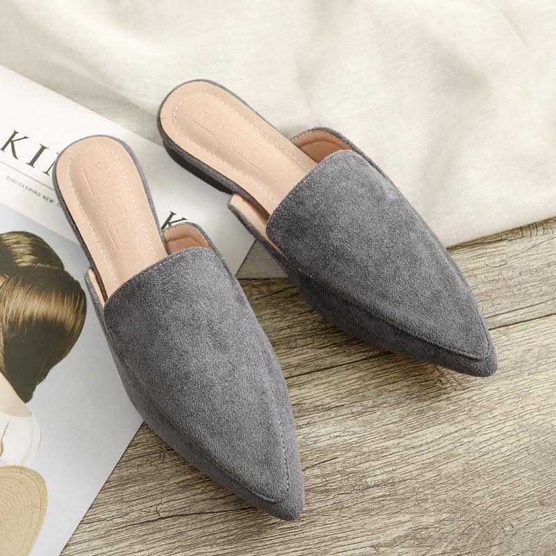 Womens Flats Shoes Mules Slipper Flock Pointed Slides - SHANKARA CHÉRIE