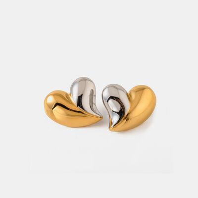 Heart Shape Stainless Steel Stud Earrings - SHANKARA CHÉRIE