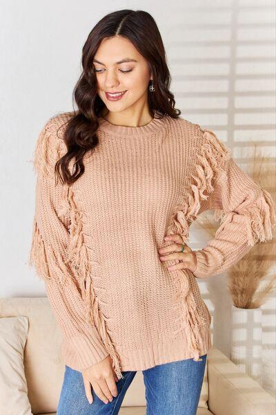 And The Why Tassel Detail Long Sleeve Sweater - SHANKARA CHÉRIE