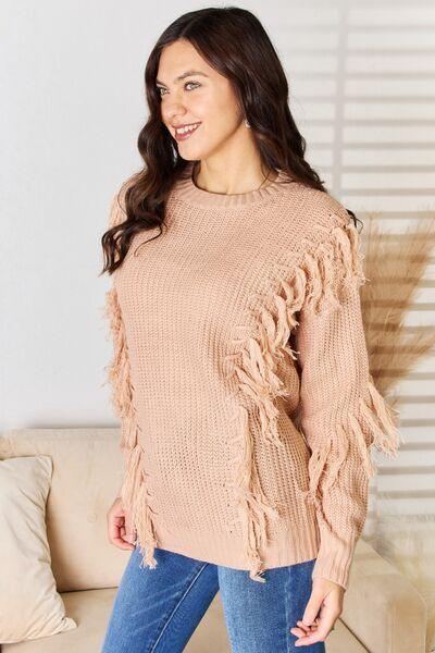 And The Why Tassel Detail Long Sleeve Sweater - SHANKARA CHÉRIE