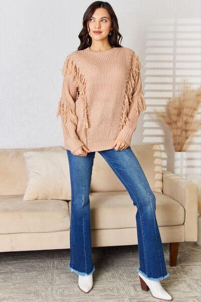 And The Why Tassel Detail Long Sleeve Sweater - SHANKARA CHÉRIE