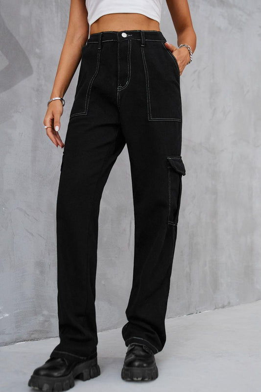 Baeful Long Straight Leg Jeans with Pockets - SHANKARA CHÉRIE